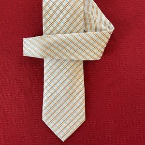 Claiborne silver brown blue plaid silk tie